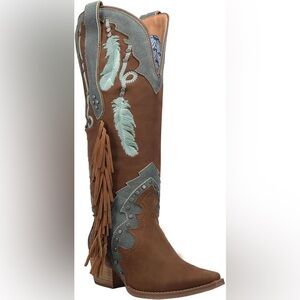 NWT Dingo Women’s Dreamcatcher Snip Toe Embroidered Cowboy Boots Knee High